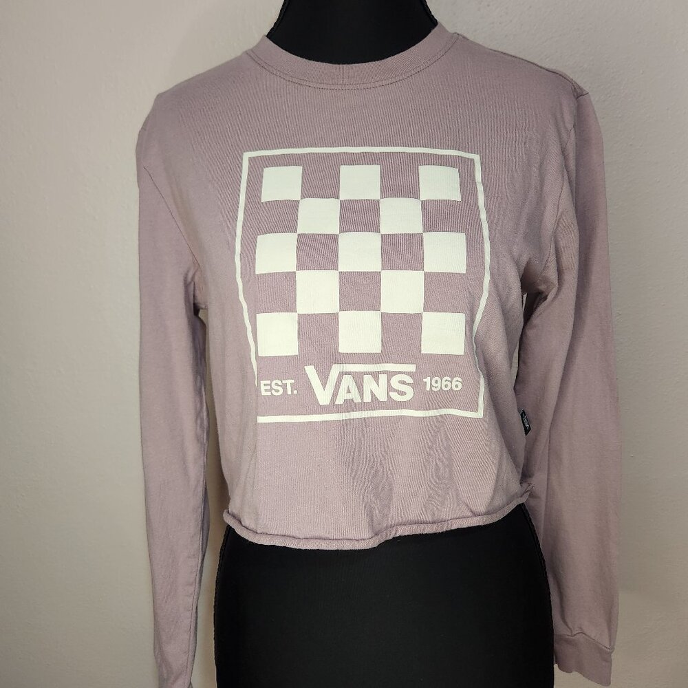 ⭐Vans Women's Mauve Pink Logo Cropped T-Shirt Tee Top XS⭐